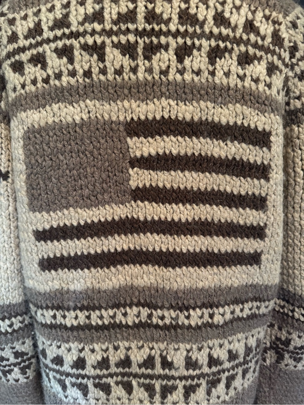 Vintage and Rare Ralph Lauren Shawl Collar Knit Cardigan Jacket - Gray & Cream - Picture 11 of 14